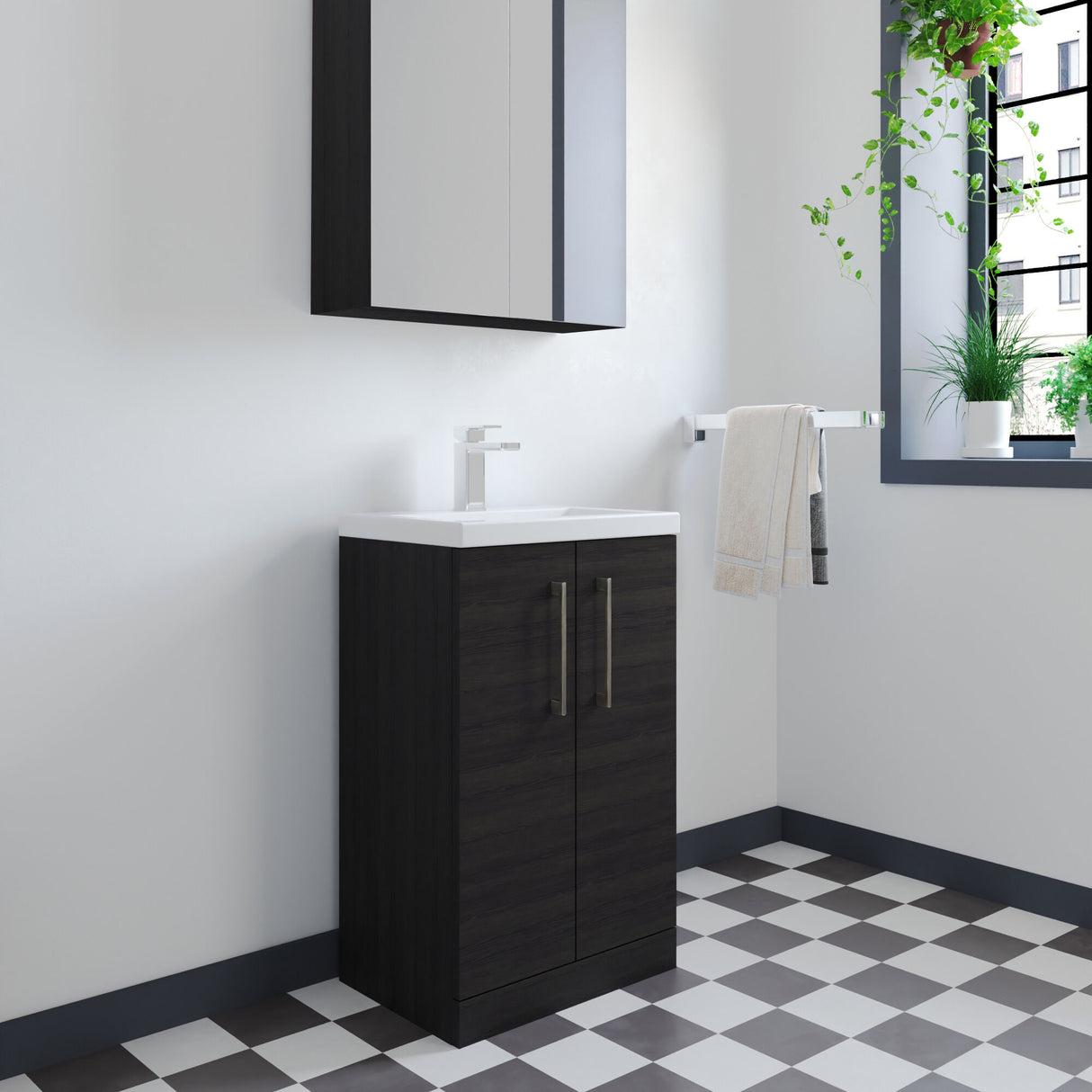 [BFLE005EH716] Bramshall Floor Standing Cloakroom Vanity Basin Unit with Choice of Finish, Handle Finish and Size - Lifestyle 2