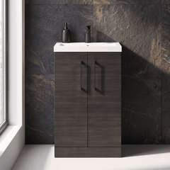 [BFLE005H018] Bramshall Contemporary Compact Floor Standing Vanity Basin Unit with Polymarble Basin, 500mm, Choice of Colour and Handle Finish - Silo