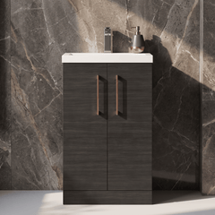 [BFLE005H019] Bramshall Contemporary Compact Floor Standing Vanity Basin Unit with Polymarble Basin, 500mm, Choice of Colour and Handle Finish - Silo