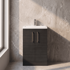 [BFLE005H1516] Bramshall Contemporary Compact Floor Standing Vanity Basin Unit with Polymarble Basin, 500mm, Choice of Colour and Handle Finish - Silo