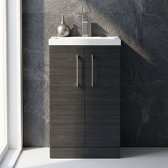 [BFLE005H716] Bramshall Contemporary Compact Floor Standing Vanity Basin Unit with Polymarble Basin, 500mm, Choice of Colour and Handle Finish - Silo