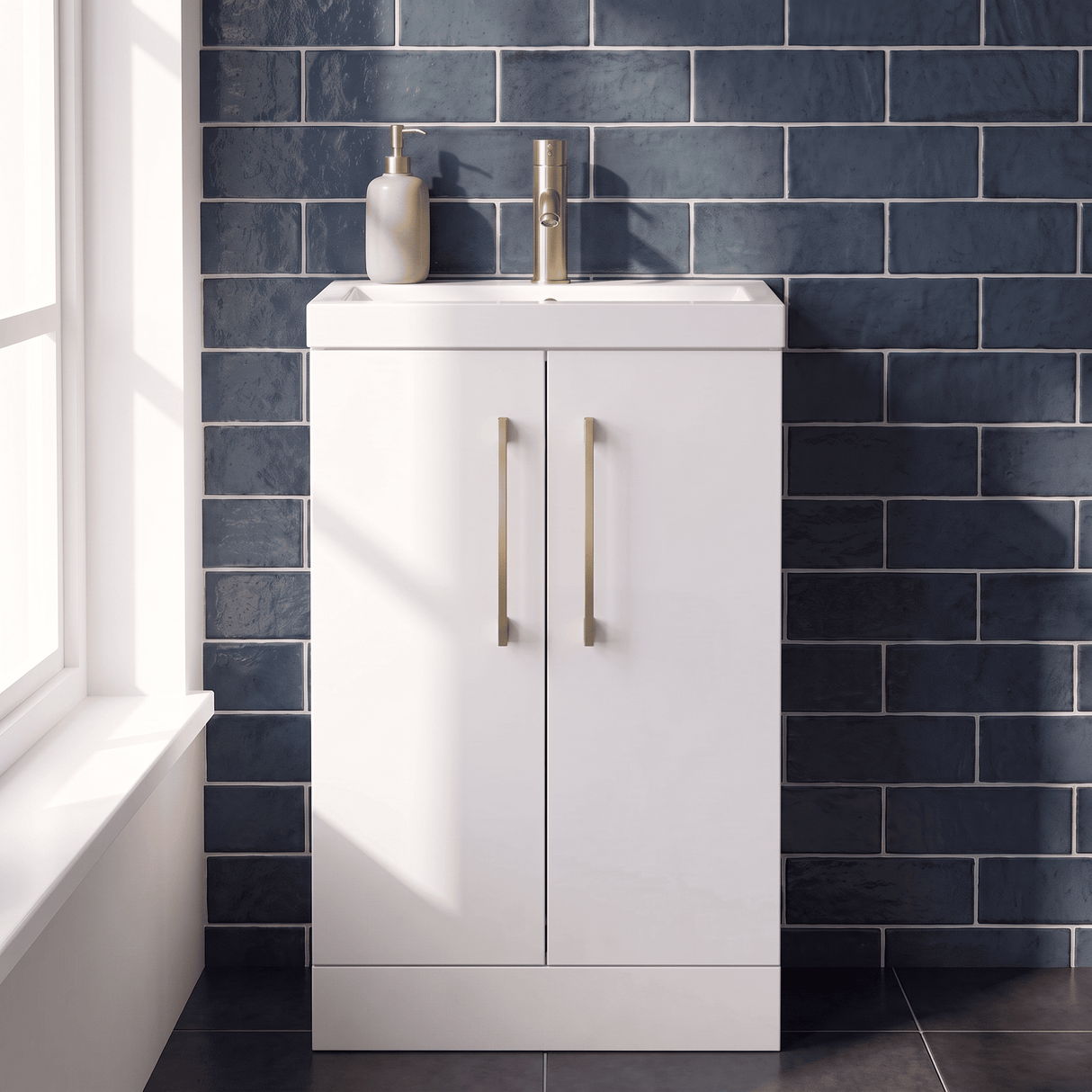 [BFLE006EH017] Bramshall Floor Standing Cloakroom Vanity Basin Unit with Choice of Finish, Handle Finish and Size - Silo