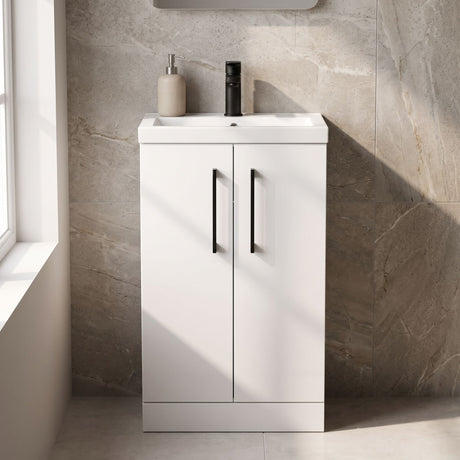 [BFLE006EH018] Bramshall Floor Standing Cloakroom Vanity Basin Unit with Choice of Finish, Handle Finish and Size - Silo