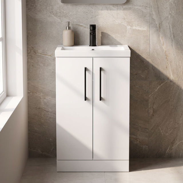 [BFLE006EH018] Bramshall Floor Standing Cloakroom Vanity Basin Unit with Choice of Finish, Handle Finish and Size - Silo