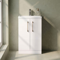 [BFLE006EH1516] Bramshall Floor Standing Cloakroom Vanity Basin Unit with Choice of Finish, Handle Finish and Size - Silo