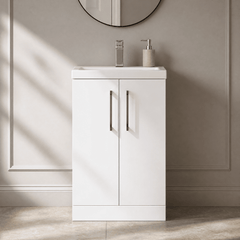[BFLE006EH716] Bramshall Floor Standing Cloakroom Vanity Basin Unit with Choice of Finish, Handle Finish and Size - Silo