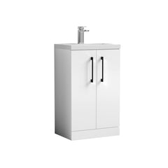[BFLE006H018] Bramshall Contemporary Compact Floor Standing Vanity Basin Unit with Polymarble Basin, 500mm, Choice of Colour and Handle Finish - Cutout