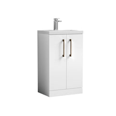 [BFLE006H1516] Bramshall Contemporary Compact Floor Standing Vanity Basin Unit with Polymarble Basin, 500mm, Choice of Colour and Handle Finish - Cutout