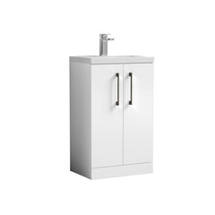 [BFLE006H716] Bramshall Contemporary Compact Floor Standing Vanity Basin Unit with Polymarble Basin, 500mm, Choice of Colour and Handle Finish - Cutout