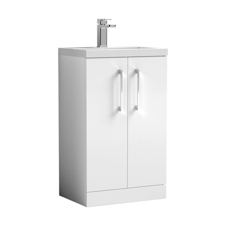 [BFLE006] Balterley Level Compact Bathroom Cloakroom Vanity Basin Unit with Polymarble Basin, Chrome Handles, 500mm, Gloss White - Cutout