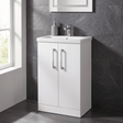 [BFLE006] Balterley Level Compact Bathroom Cloakroom Vanity Basin Unit with Polymarble Basin, Chrome Handles, 500mm, Gloss White - Silo