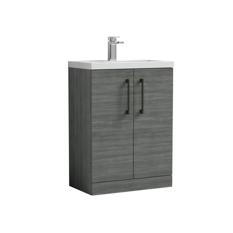 [BFLE025H018] Bramshall Contemporary Compact Floor Standing Vanity Basin Unit with Polymarble Basin, 600mm, Choice of Colour and Handle Finish - Cutout