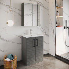 [BFLE025H018] Bramshall Contemporary Compact Floor Standing Vanity Basin Unit with Polymarble Basin, 600mm, Choice of Colour and Handle Finish - Lifestyle 2