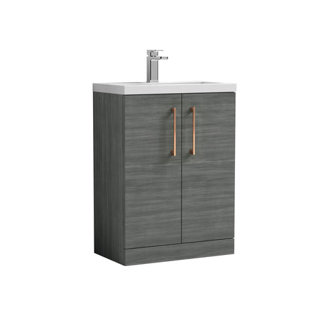 [BFLE025H019] Bramshall Contemporary Compact Floor Standing Vanity Basin Unit with Polymarble Basin, 600mm, Choice of Colour and Handle Finish - Cutout
