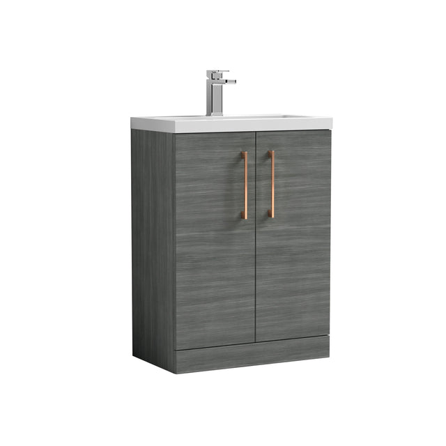 [BFLE025H019] Bramshall Contemporary Compact Floor Standing Vanity Basin Unit with Polymarble Basin, 600mm, Choice of Colour and Handle Finish - Cutout