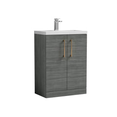 [BFLE025H1516] Bramshall Contemporary Compact Floor Standing Vanity Basin Unit with Polymarble Basin, 600mm, Choice of Colour and Handle Finish - Cutout