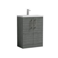 [BFLE025H716] Bramshall Contemporary Compact Floor Standing Vanity Basin Unit with Polymarble Basin, 600mm, Choice of Colour and Handle Finish - Cutout