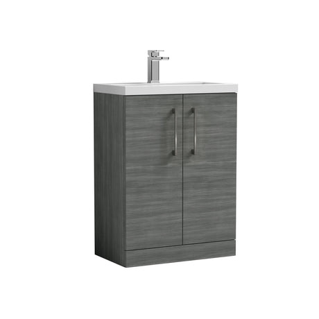 [BFLE025H716] Bramshall Contemporary Compact Floor Standing Vanity Basin Unit with Polymarble Basin, 600mm, Choice of Colour and Handle Finish - Cutout