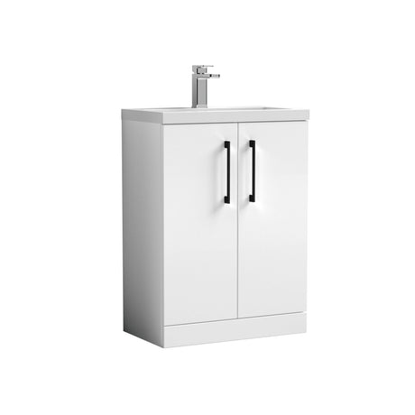 [BFLE027H018] Bramshall Contemporary Compact Floor Standing Vanity Basin Unit with Polymarble Basin, 600mm, Choice of Colour and Handle Finish - Cutout