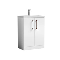 [BFLE027H019] Bramshall Contemporary Compact Floor Standing Vanity Basin Unit with Polymarble Basin, 600mm, Choice of Colour and Handle Finish - Cutout