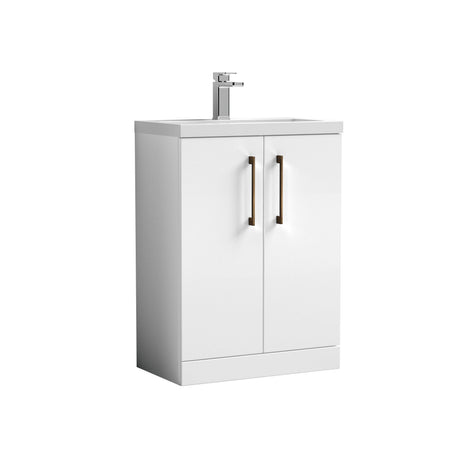 [BFLE027H1516] Bramshall Contemporary Compact Floor Standing Vanity Basin Unit with Polymarble Basin, 600mm, Choice of Colour and Handle Finish - Cutout
