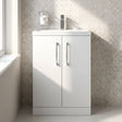 [BFLE027] Balterley Level Compact Bathroom Cloakroom Vanity Basin Unit with Polymarble Basin, Chrome Handles, 600mm, Gloss White - Silo