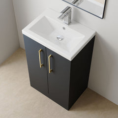 [BFLE028EH017] Bramshall Floor Standing Cloakroom Vanity Basin Unit with Choice of Finish, Handle Finish and Size - Lifestyle 2