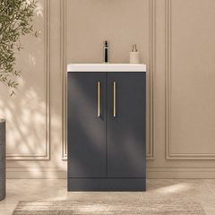 [BFLE028EH017] Bramshall Floor Standing Cloakroom Vanity Basin Unit with Choice of Finish, Handle Finish and Size - Silo