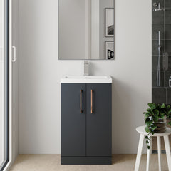 [BFLE028EH019] Bramshall Floor Standing Cloakroom Vanity Basin Unit with Choice of Finish, Handle Finish and Size - Lifestyle 1