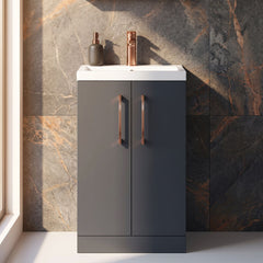 [BFLE028EH019] Bramshall Floor Standing Cloakroom Vanity Basin Unit with Choice of Finish, Handle Finish and Size - Silo