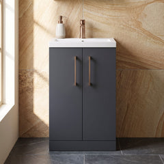 [BFLE028EH1516] Bramshall Floor Standing Cloakroom Vanity Basin Unit with Choice of Finish, Handle Finish and Size - Silo