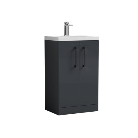 [BFLE028H018] Bramshall Contemporary Compact Floor Standing Vanity Basin Unit with Polymarble Basin, 500mm, Choice of Colour and Handle Finish - Cutout