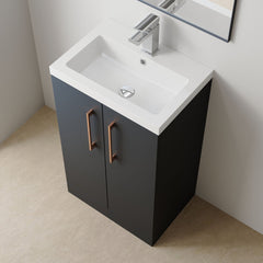 [BFLE028H019] Bramshall Contemporary Compact Floor Standing Vanity Basin Unit with Polymarble Basin, 500mm, Choice of Colour and Handle Finish - Lifestyle 1