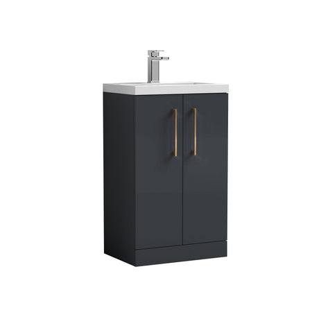 [BFLE028H1516] Bramshall Contemporary Compact Floor Standing Vanity Basin Unit with Polymarble Basin, 500mm, Choice of Colour and Handle Finish - Cutout