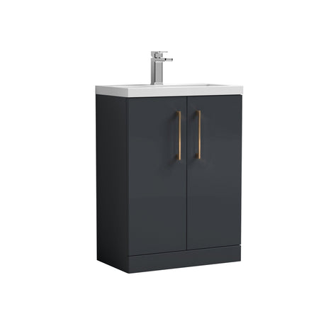 [BFLE029H1516] Bramshall Contemporary Compact Floor Standing Vanity Basin Unit with Polymarble Basin, 600mm, Choice of Colour and Handle Finish - Cutout