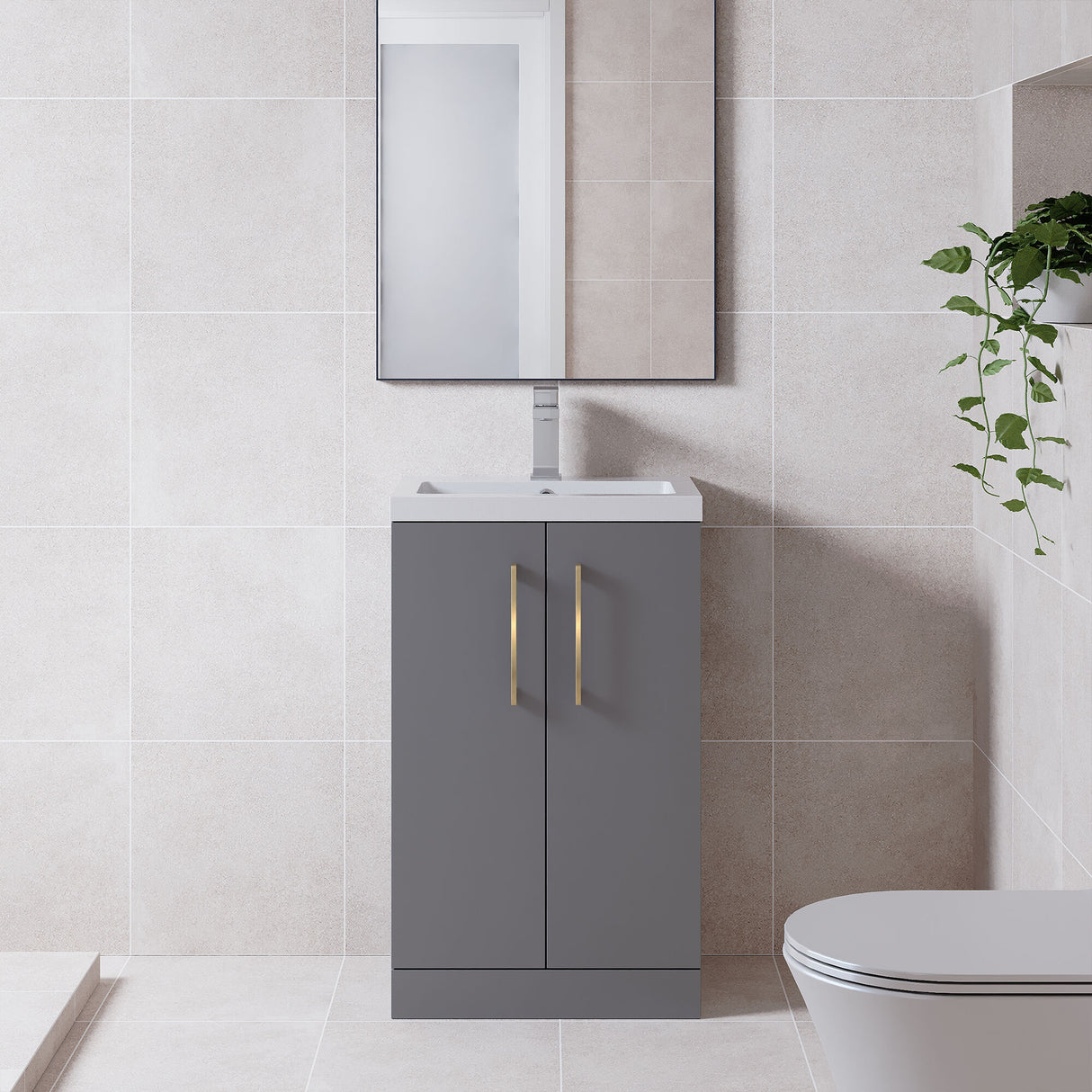 [BFLE030EH017] Bramshall Floor Standing Cloakroom Vanity Basin Unit with Choice of Finish, Handle Finish and Size - Lifestyle 1