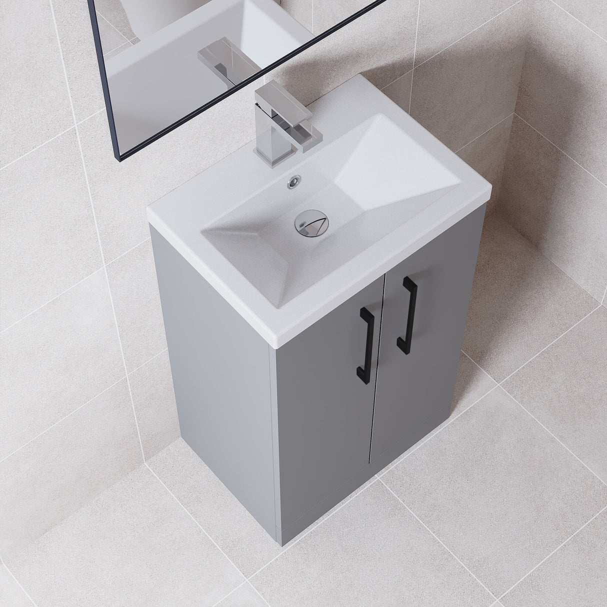 [BFLE030EH018] Bramshall Floor Standing Cloakroom Vanity Basin Unit with Choice of Finish, Handle Finish and Size - Lifestyle 2