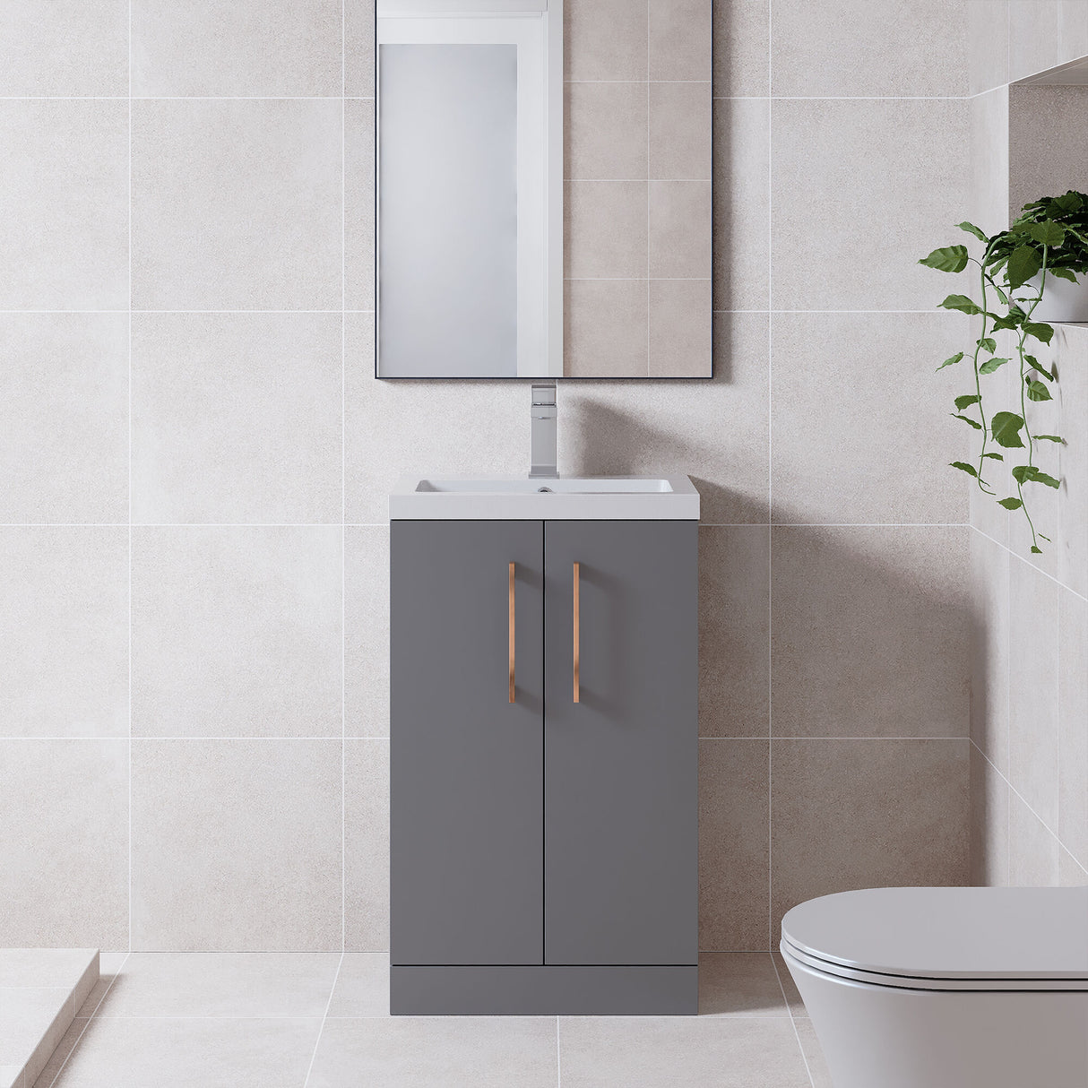 [BFLE030EH019] Bramshall Floor Standing Cloakroom Vanity Basin Unit with Choice of Finish, Handle Finish and Size - Lifestyle 1