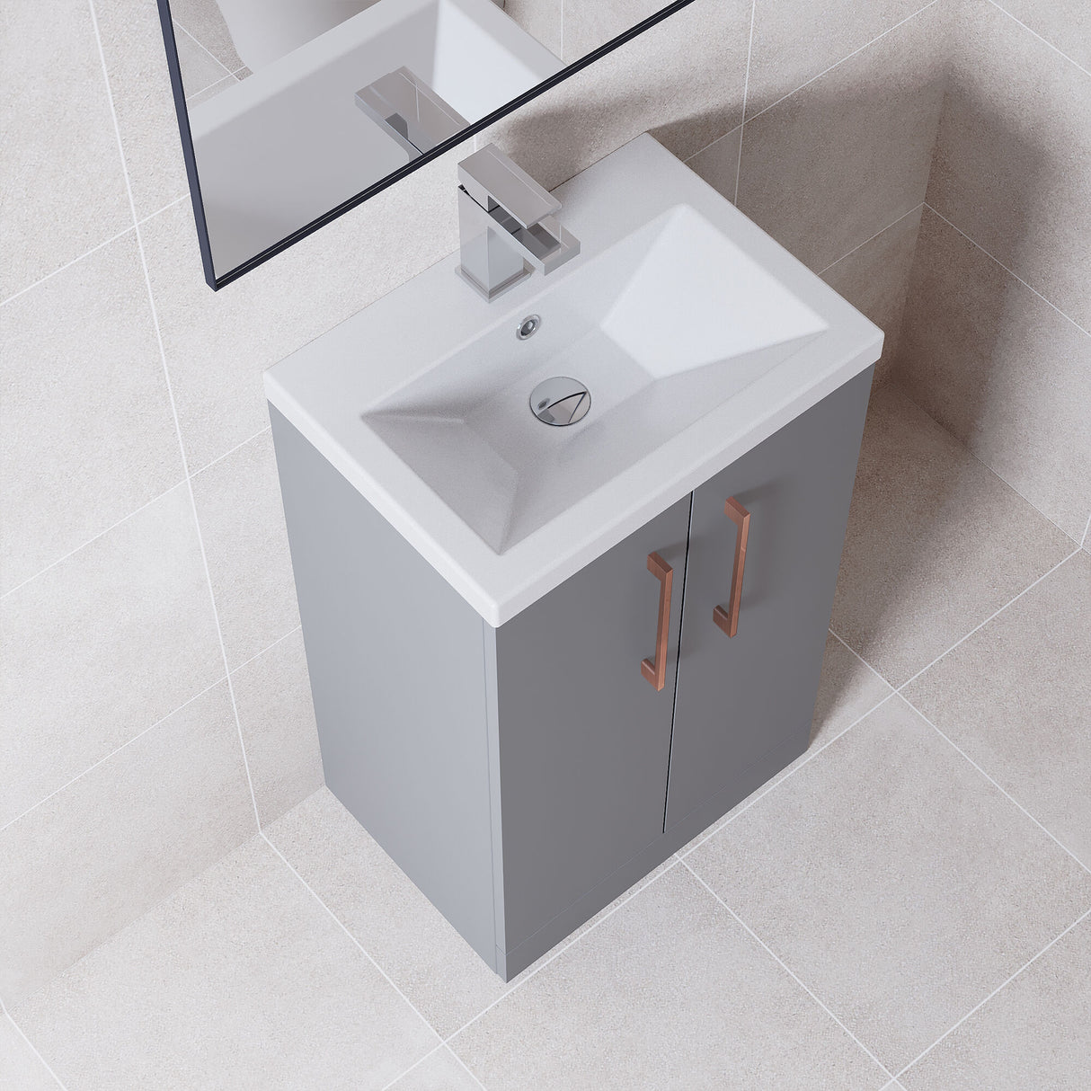 [BFLE030EH019] Bramshall Floor Standing Cloakroom Vanity Basin Unit with Choice of Finish, Handle Finish and Size - Lifestyle 2