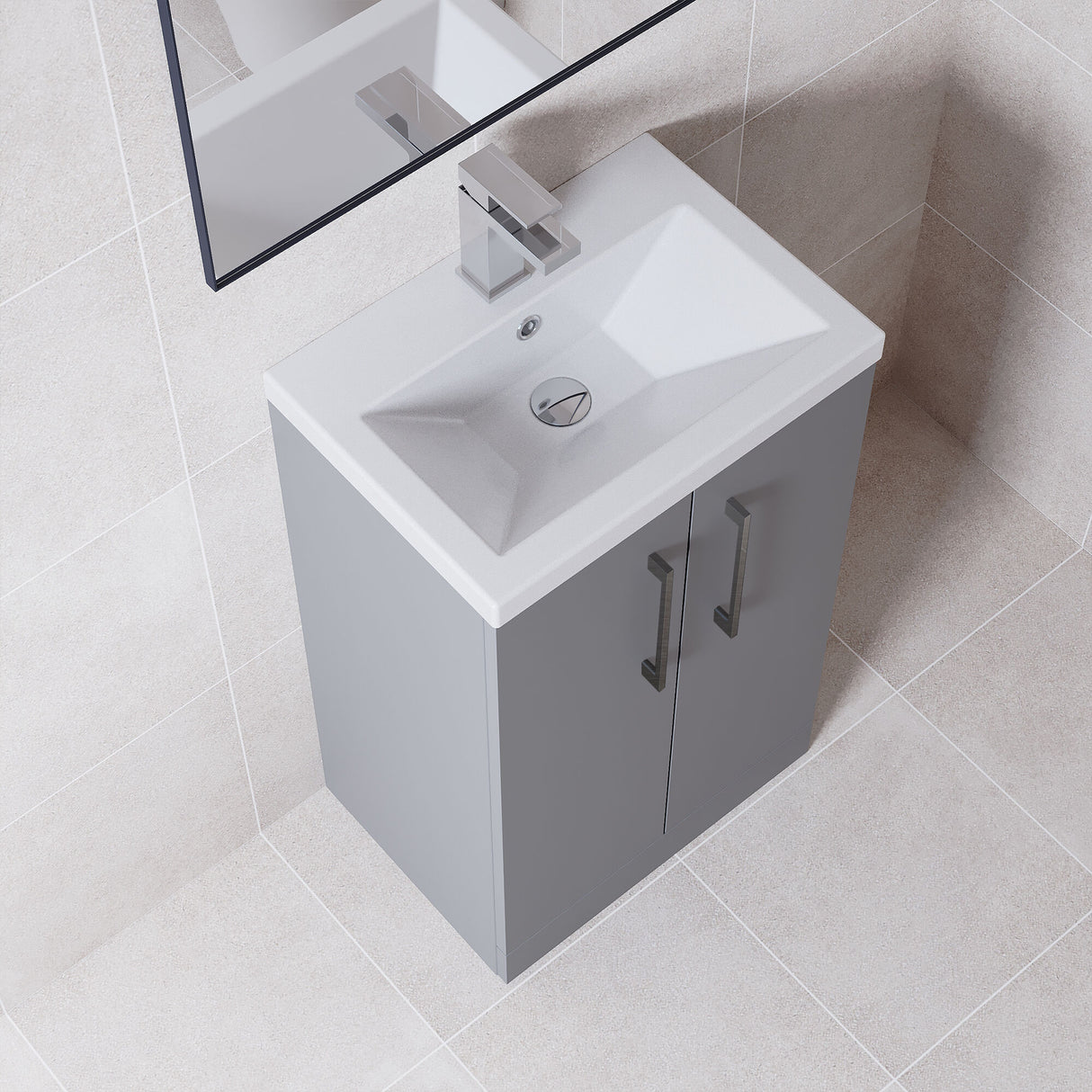 [BFLE030EH716] Bramshall Floor Standing Cloakroom Vanity Basin Unit with Choice of Finish, Handle Finish and Size - Lifestyle 2