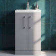 [BFLE030E] Balterley Level Compact Bathroom Cloakroom Vanity Basin Unit with Ceramic Basin, Chrome Handles, 500mm, Satin Grey - Silo