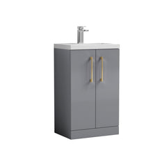 [BFLE030H017] Bramshall Contemporary Compact Floor Standing Vanity Basin Unit with Polymarble Basin, 500mm, Choice of Colour and Handle Finish - Cutout
