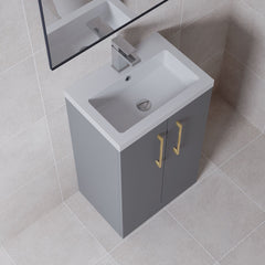 [BFLE030H017] Bramshall Contemporary Compact Floor Standing Vanity Basin Unit with Polymarble Basin, 500mm, Choice of Colour and Handle Finish - Lifestyle 2