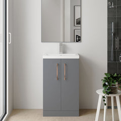[BFLE030H019] Bramshall Contemporary Compact Floor Standing Vanity Basin Unit with Polymarble Basin, 500mm, Choice of Colour and Handle Finish - Lifestyle 1