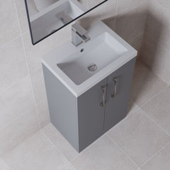 [BFLE030H716] Bramshall Contemporary Compact Floor Standing Vanity Basin Unit with Polymarble Basin, 500mm, Choice of Colour and Handle Finish - Lifestyle 2