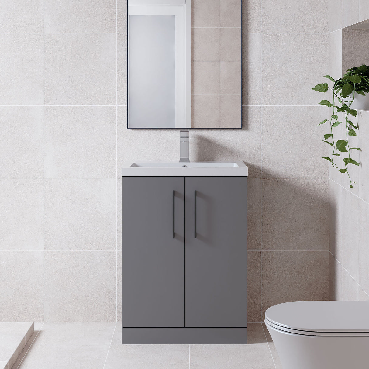 [BFLE031EH018] Bramshall Floor Standing Cloakroom Vanity Basin Unit with Choice of Finish, Handle Finish and Size - Lifestyle 1