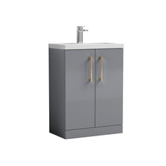 [BFLE031H017] Bramshall Contemporary Compact Floor Standing Vanity Basin Unit with Polymarble Basin, 600mm, Choice of Colour and Handle Finish - Cutout