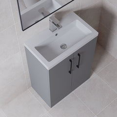 [BFLE031H018] Bramshall Contemporary Compact Floor Standing Vanity Basin Unit with Polymarble Basin, 600mm, Choice of Colour and Handle Finish - Lifestyle 2