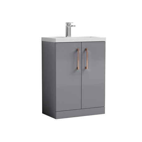 [BFLE031H019] Bramshall Contemporary Compact Floor Standing Vanity Basin Unit with Polymarble Basin, 600mm, Choice of Colour and Handle Finish - Cutout