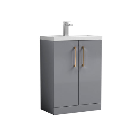 [BFLE031H1516] Bramshall Contemporary Compact Floor Standing Vanity Basin Unit with Polymarble Basin, 600mm, Choice of Colour and Handle Finish - Cutout
